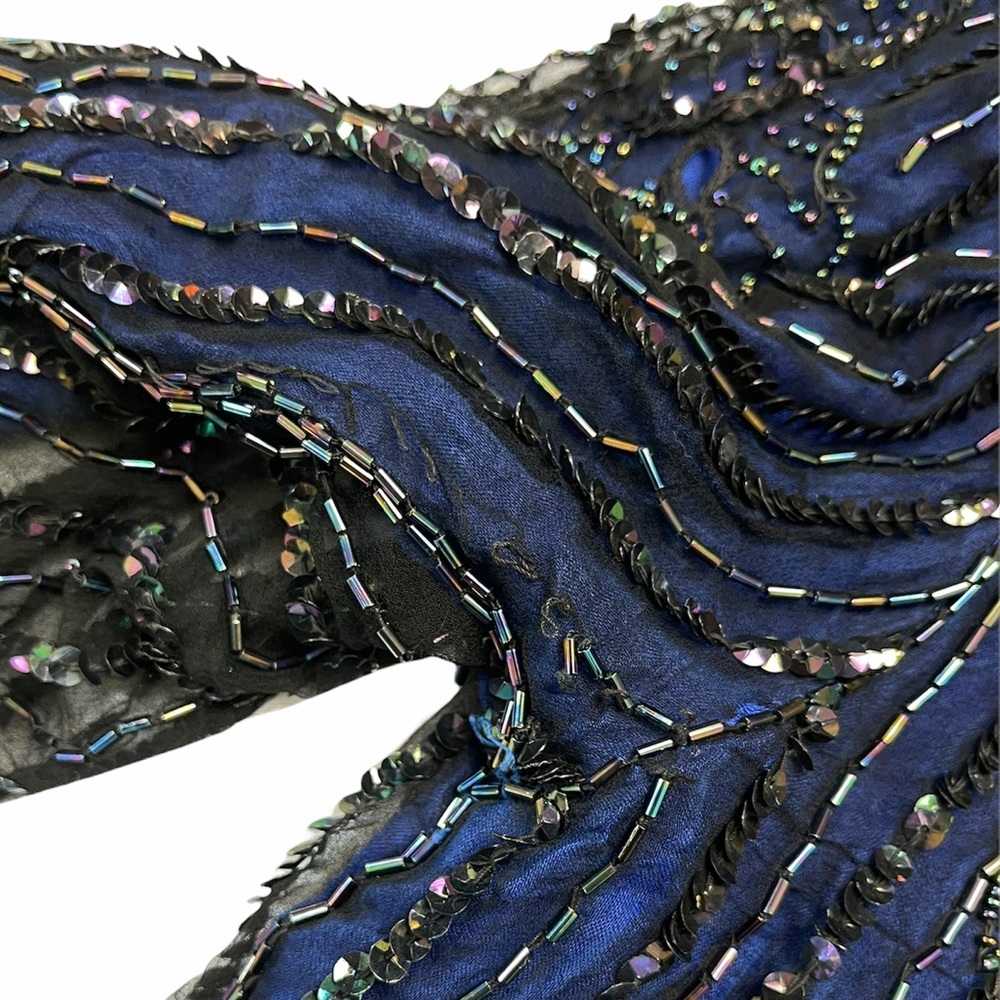 Cache | Blue Fully Beaded Sequin Embellished Top - image 5